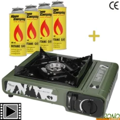 Pack Alpen Camping Réchaud Portable Wild Hunter + 4 Gaz