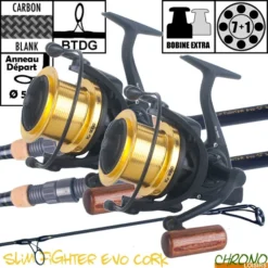 Ensemble Carp Design Slim Fighter Evo Cork 12' 3.5lbs KF9000 (les 2)
