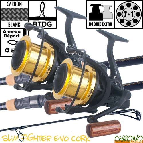 Ensemble Carp Design Slim Fighter Evo Cork 12' 3.5lbs KF9000 (les 2) 1 Ensemble Carp Design Slim Fighter Evo Cork 12' 3.5lbs KF9000 (les 2)